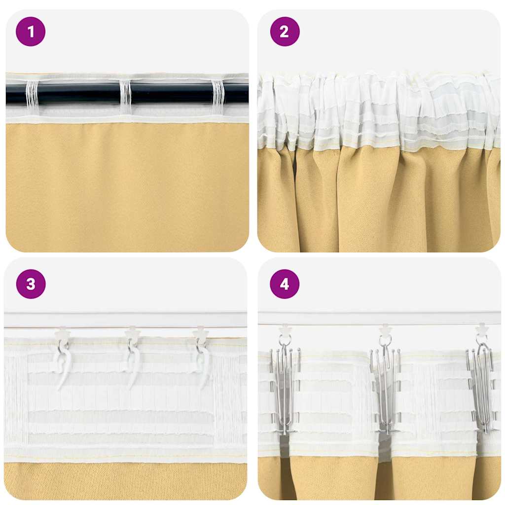 Verdunkelungs-Vorhänge mit Ringen 2 pcs Beige 245 x 140 cm