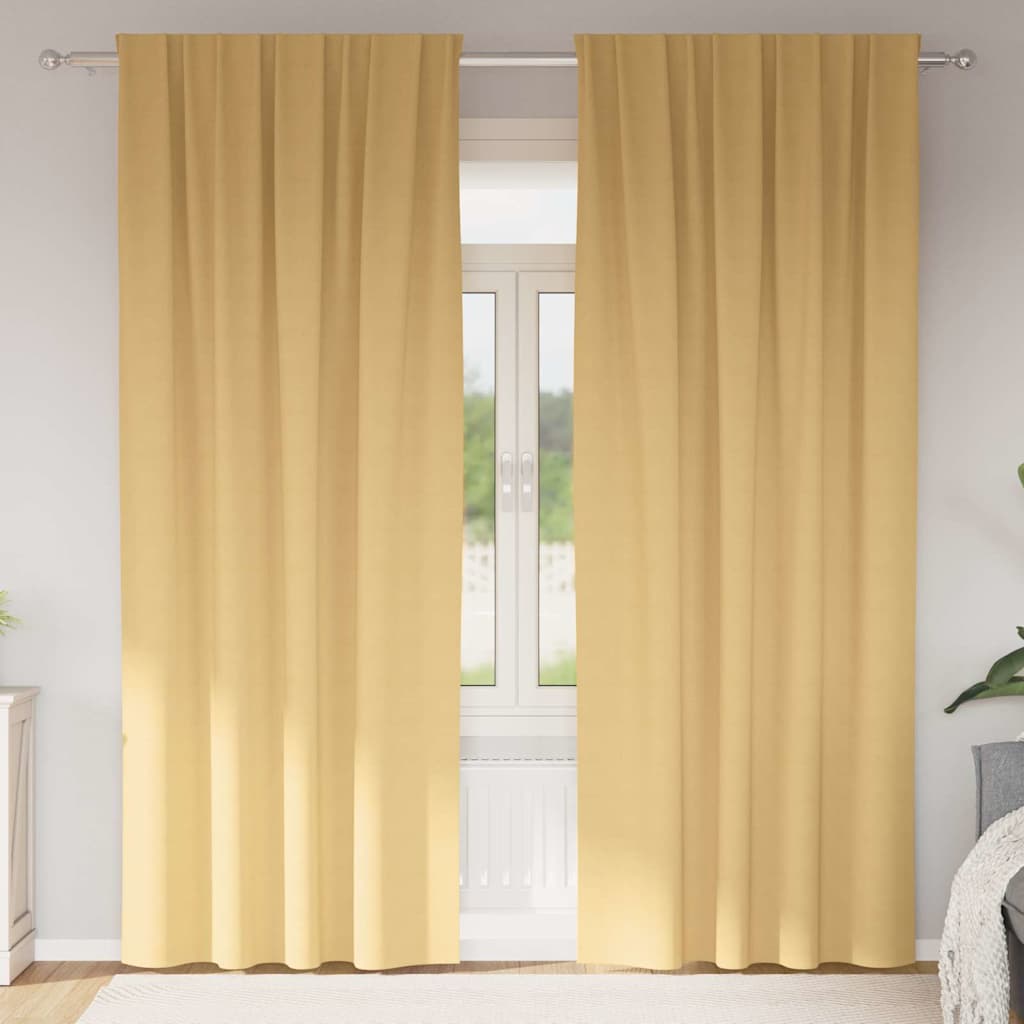 Verdunkelungs-Vorhänge mit Ringen 2 pcs Beige 260 x 140 cm