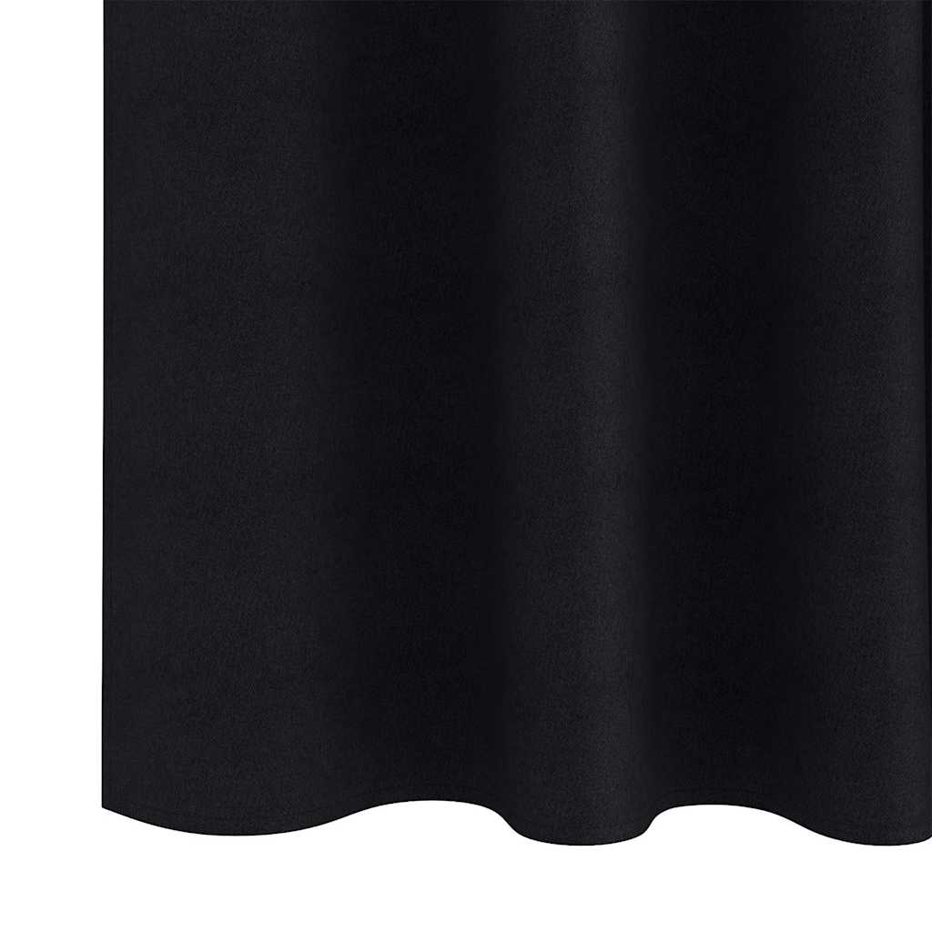Verdunkelungs-Vorhänge mit Ringen 2 stk. Schwarz 225 x 140 cm