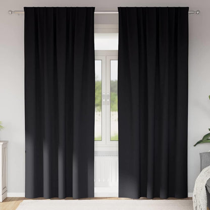Verdunkelungs-Vorhänge mit Ringen 2 stk. Schwarz 245 x 140 cm