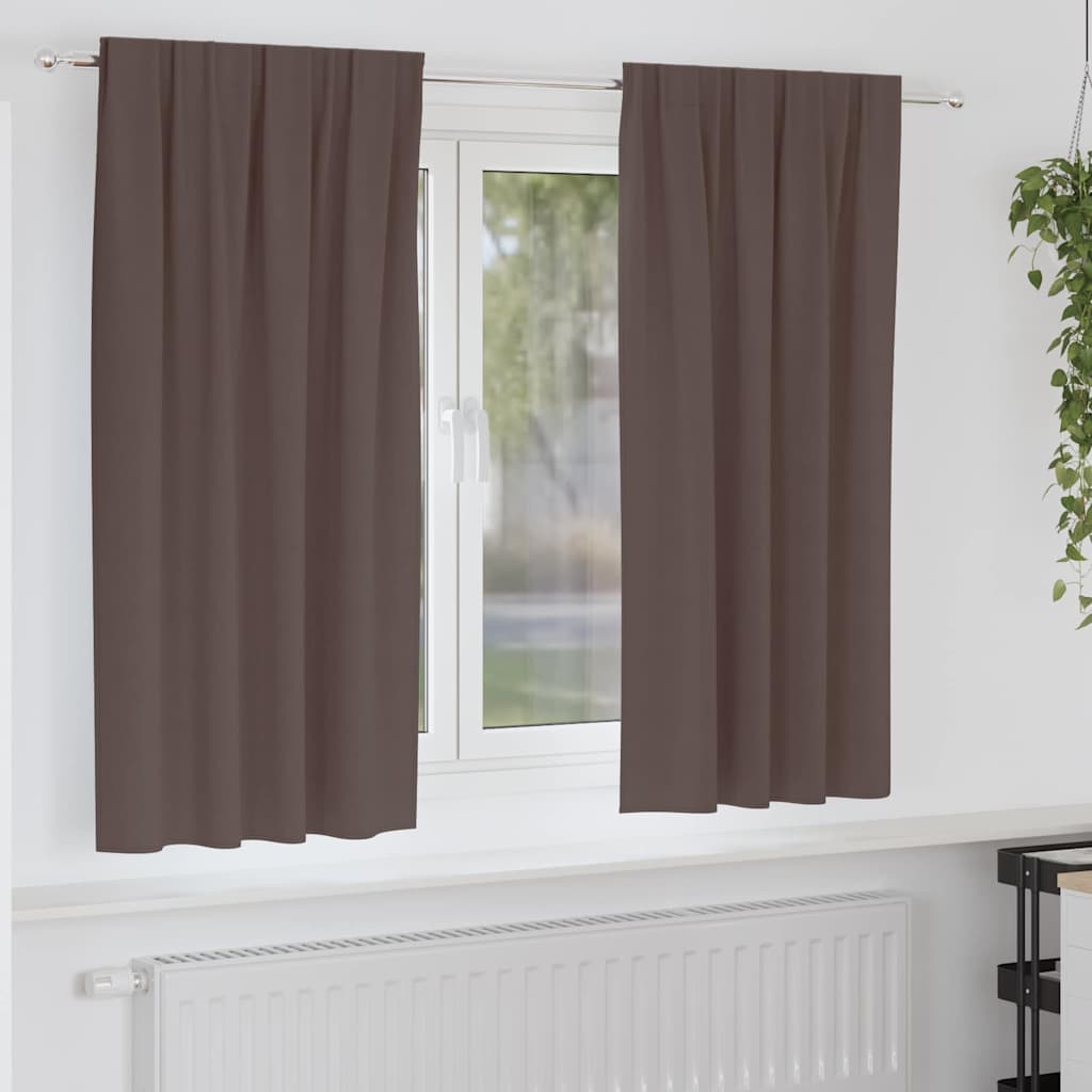 Verdunkelungs-Vorhänge mit Ringen 2 pcs Dunkelbraun