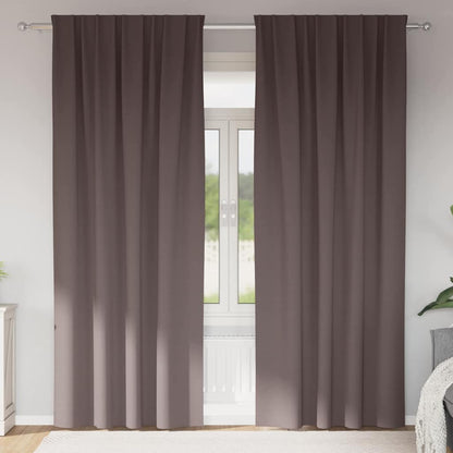 Verdunkelungs-Vorhänge mit Ringen 2 stk. Dunkelbraun Polyester