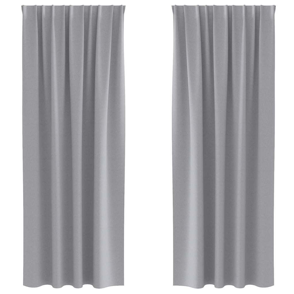 Verdunkelungs-Vorhänge mit Ringen 2 pcs Hellgrau 245 x 140 cm
