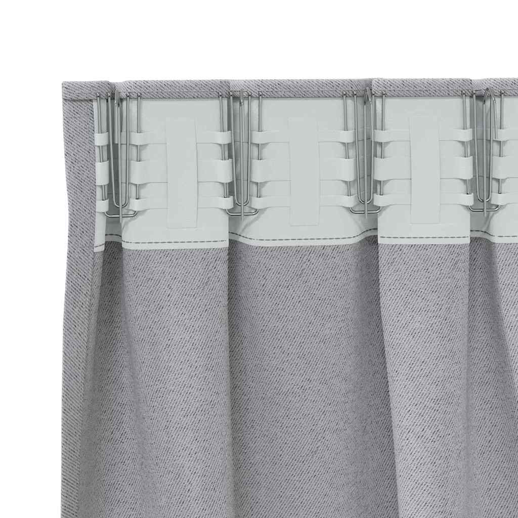 Verdunkelungs-Vorhänge mit Ringen 2 pcs Hellgrau 260 x 140 cm