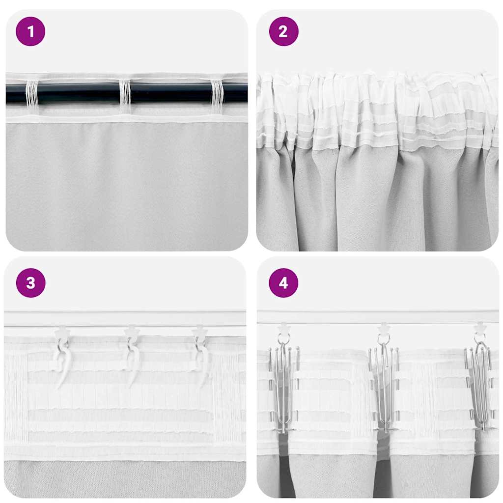 Verdunkelungs-Vorhänge mit Ringen 2 stk. Helles Grau Polyester