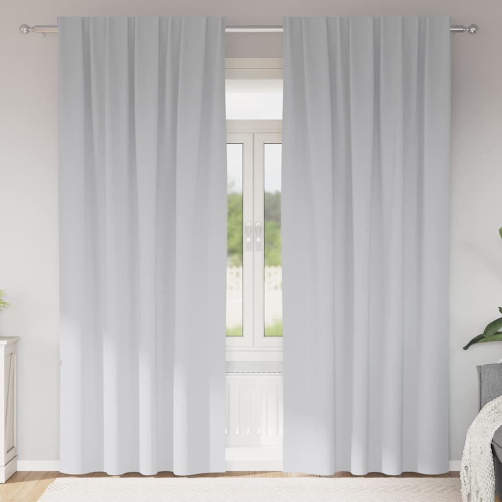 Verdunkelungs-Vorhänge mit Ringen 2 stk. Helles Grau Polyester