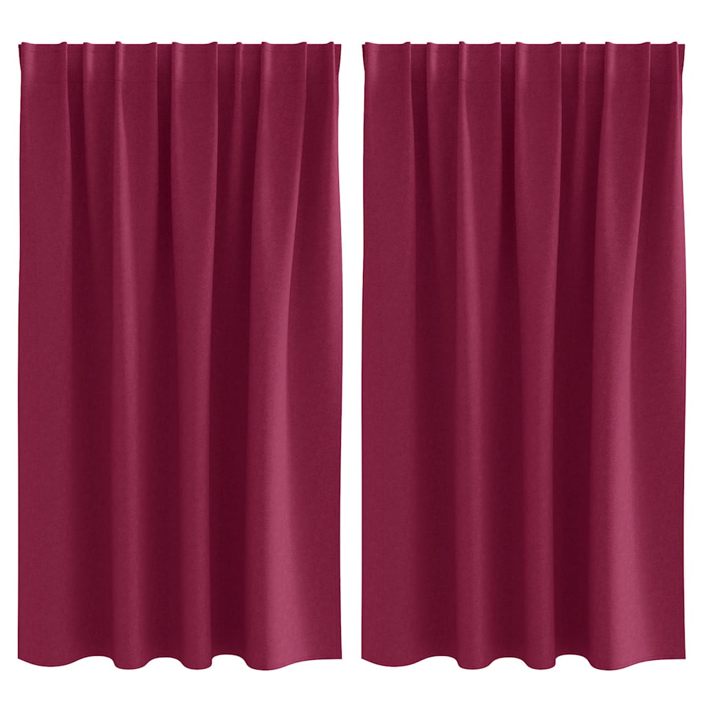 Verdunkelungs-Vorhänge mit Ringen 2 pcs Weinrot 140 x 140 cm