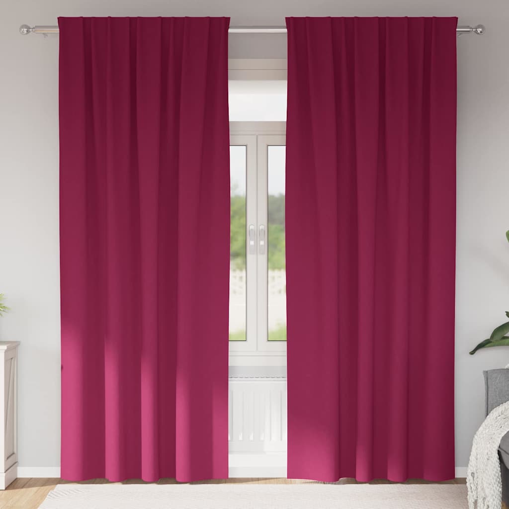 Verdunkelungs-Vorhänge mit Ringen 2 pcs Weinrot 225 x 140 cm