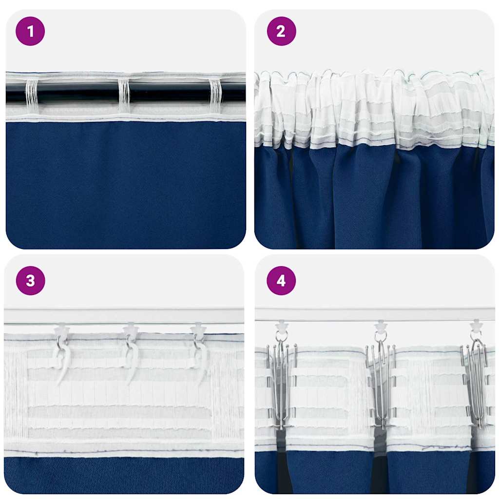 Verdunkelungs-Vorhänge mit Ringen 2 pcs Dunkelblau 225 x 140 cm