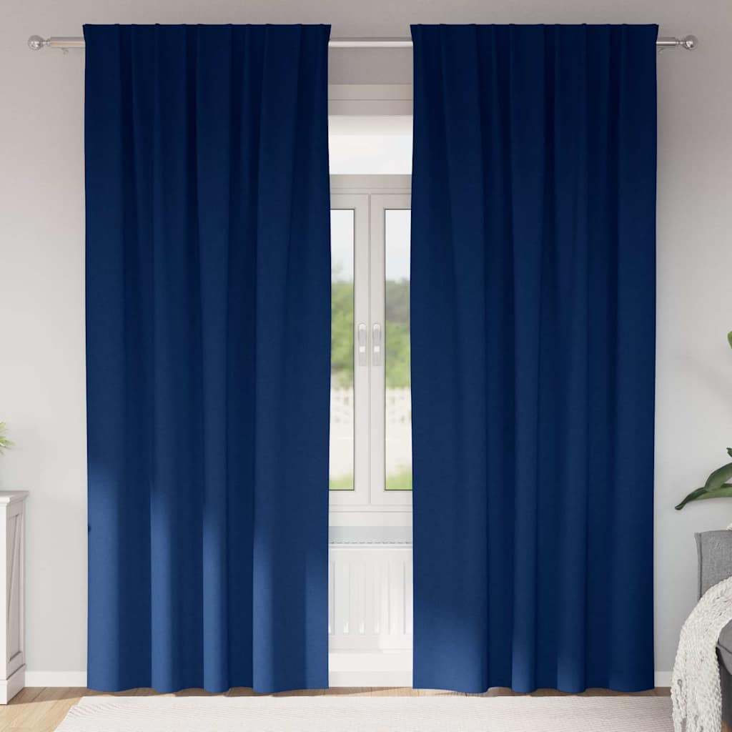 Verdunkelungs-Vorhänge mit Ringen 2 pcs Dunkelblau 260 x 140 cm