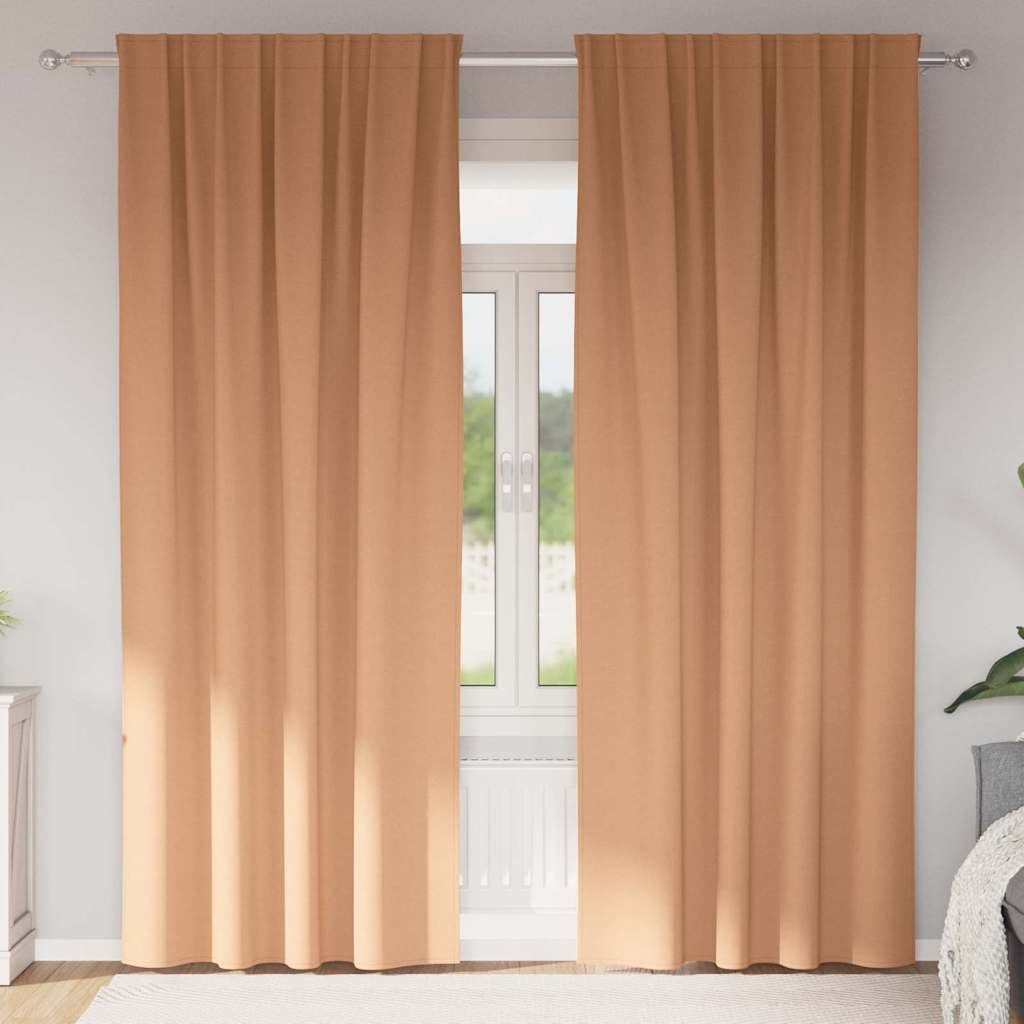 Verdunkelungs-Vorhänge mit Ringen 2 pcs Hellbraun 245 x 140 cm