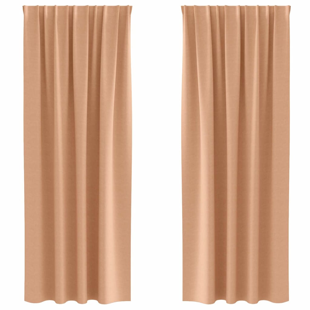 Verdunkelungs-Vorhänge mit Ringen 2 pcs Hellbraun 260 x 140 cm