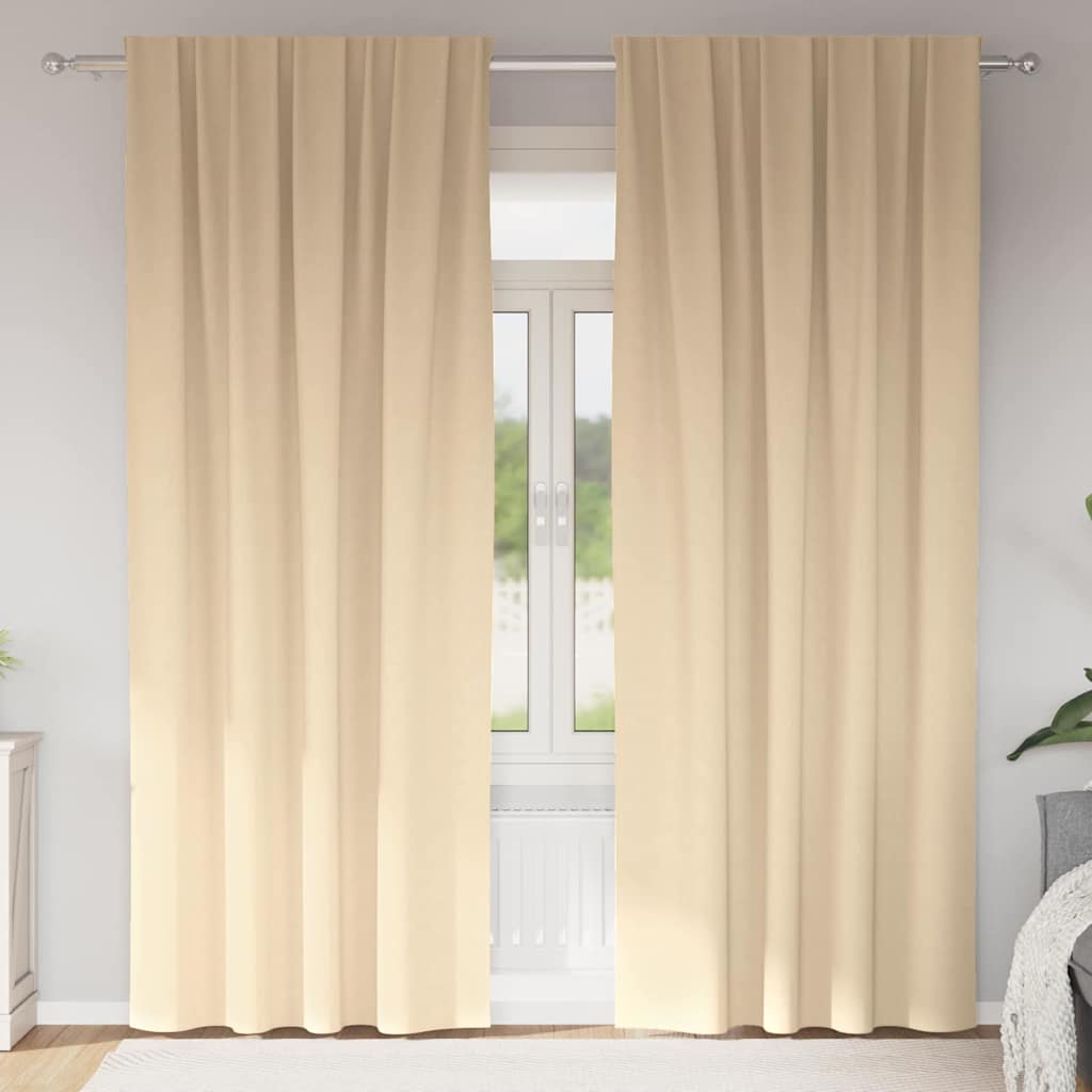 Verdunkelungs-Vorhänge mit Ringen 2 stk. Creme 260 x 140 cm