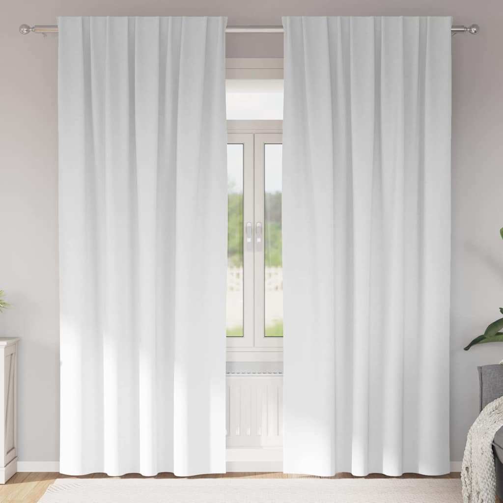 Verdunkelungs-Vorhänge mit Ringen 2 pcs Hellweiß 260 x 140 cm
