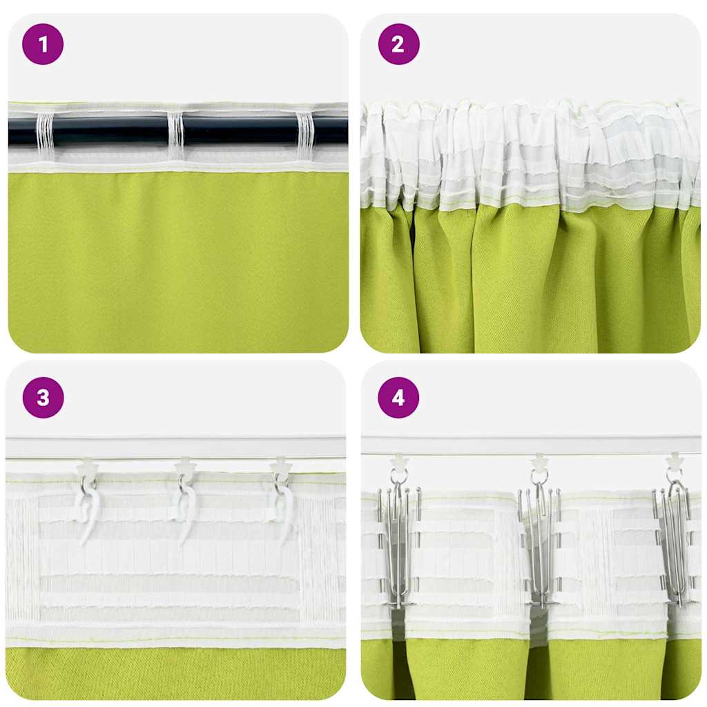 Verdunkelungs-Vorhänge mit Ringen 2 pcs Grün 140 x 140 cm