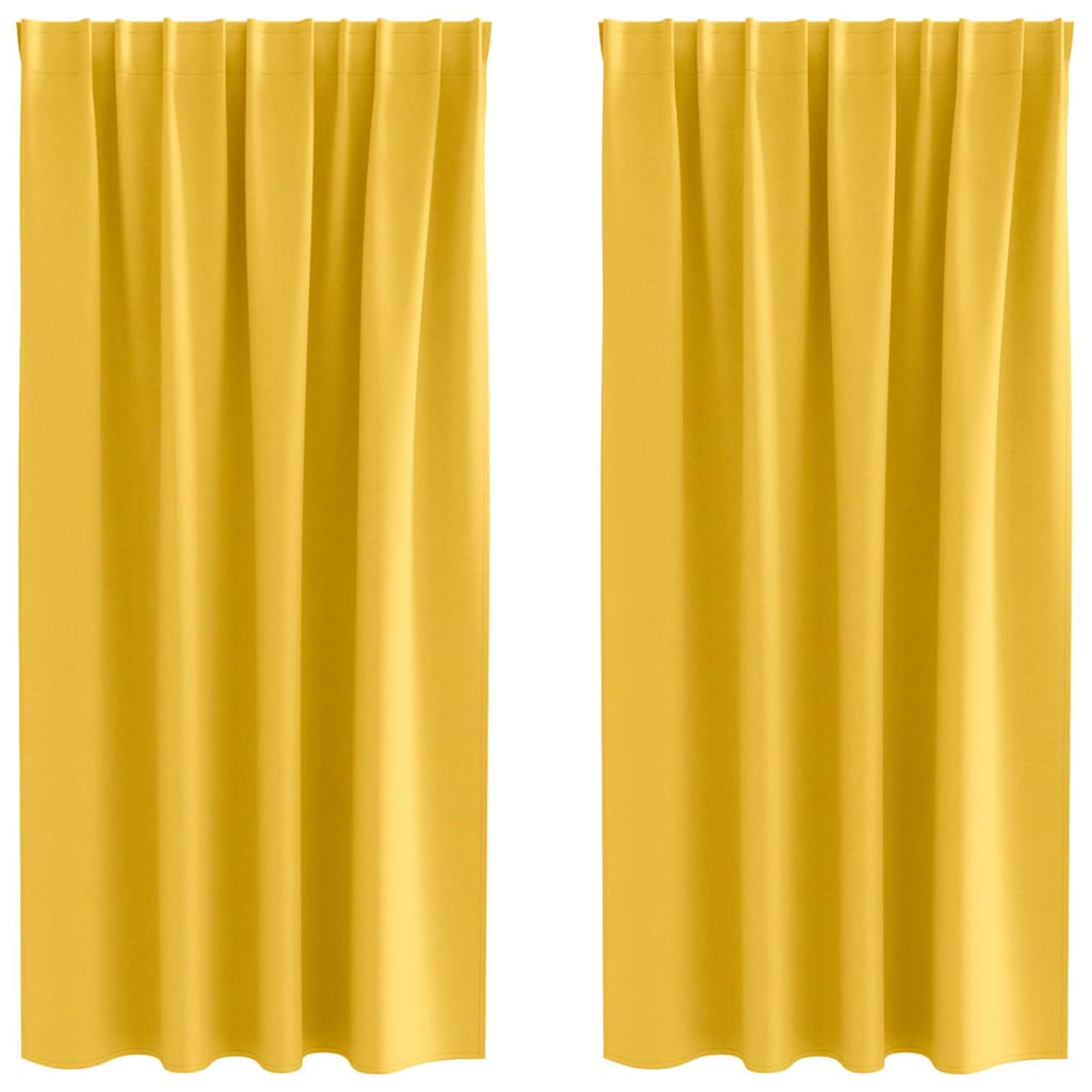 Verdunkelungs-Vorhänge mit Ringen 2 pcs Senfgelb 175 x 140 cm