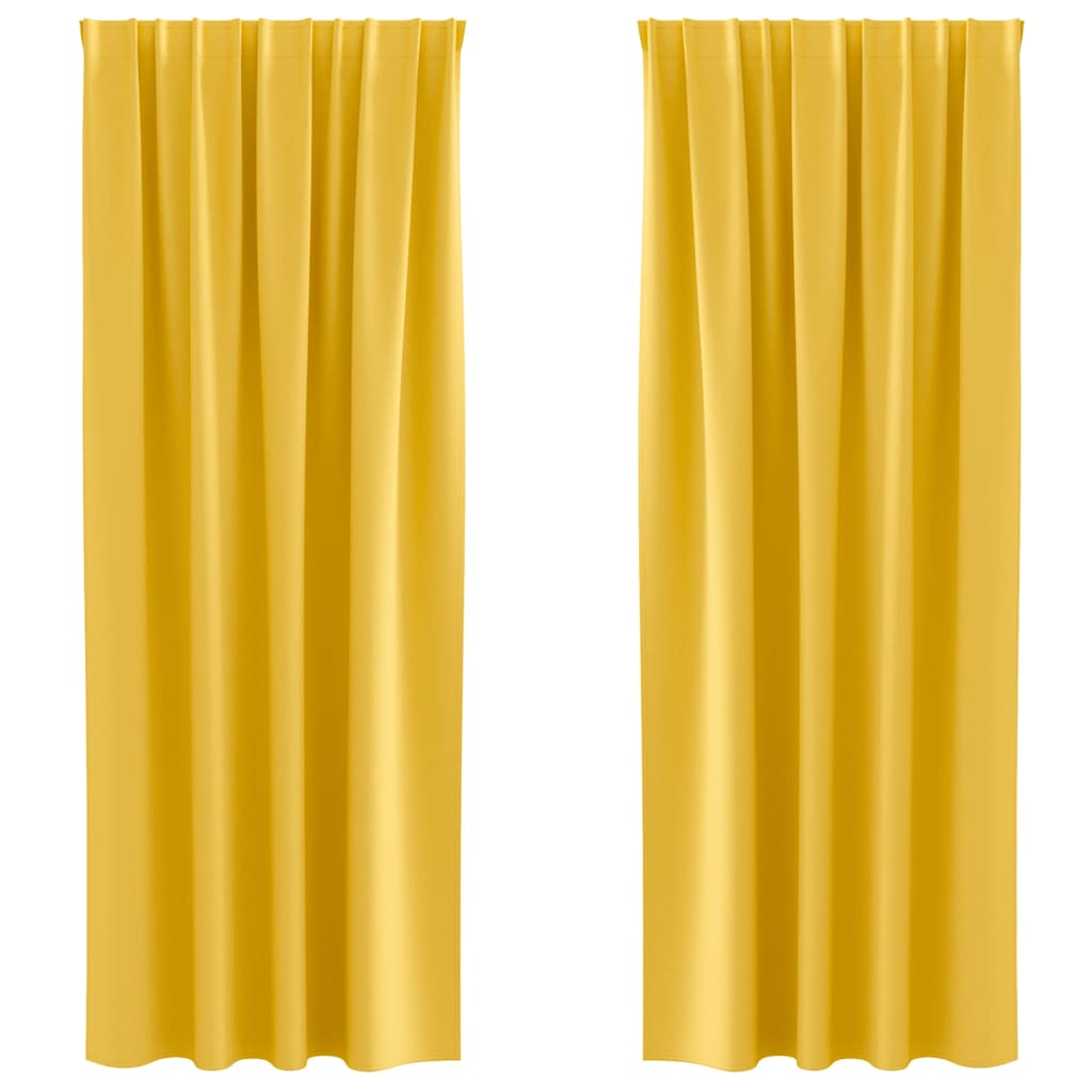 Verdunkelungs-Vorhänge mit Ringen 2 pcs Senfgelb 245 x 140 cm