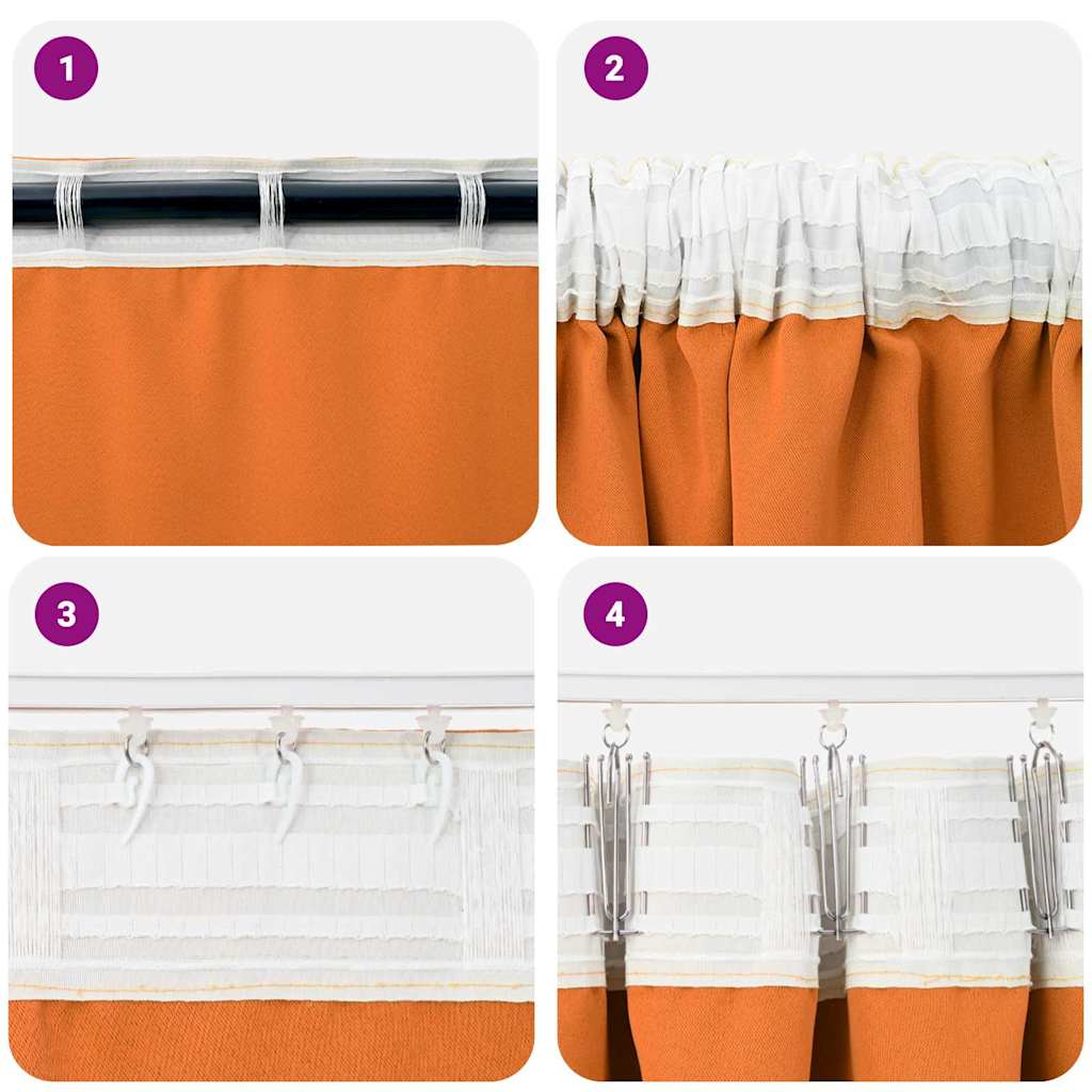 Verdunkelungs-Vorhänge mit Ringen 2 stk. Helles Orange