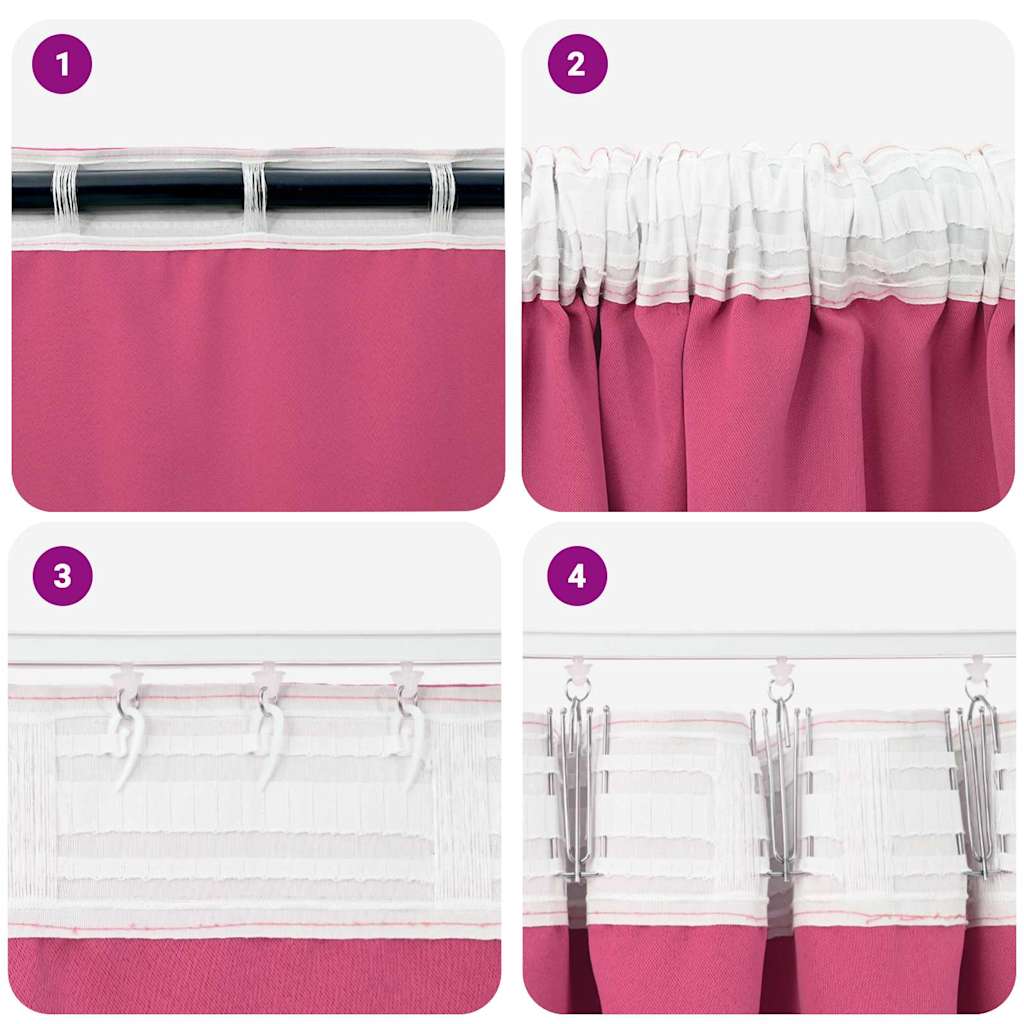 Verdunkelungs-Vorhänge mit Ringen 2 stk. Helles Pink Polyester