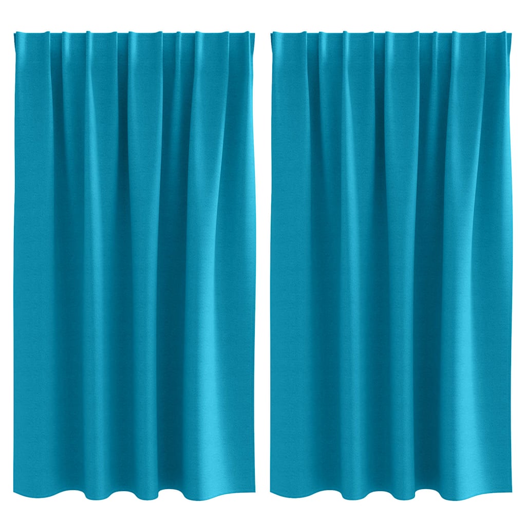 Verdunkelungs-Vorhänge mit Ringen 2 stk. Türkis 140 x 140 cm