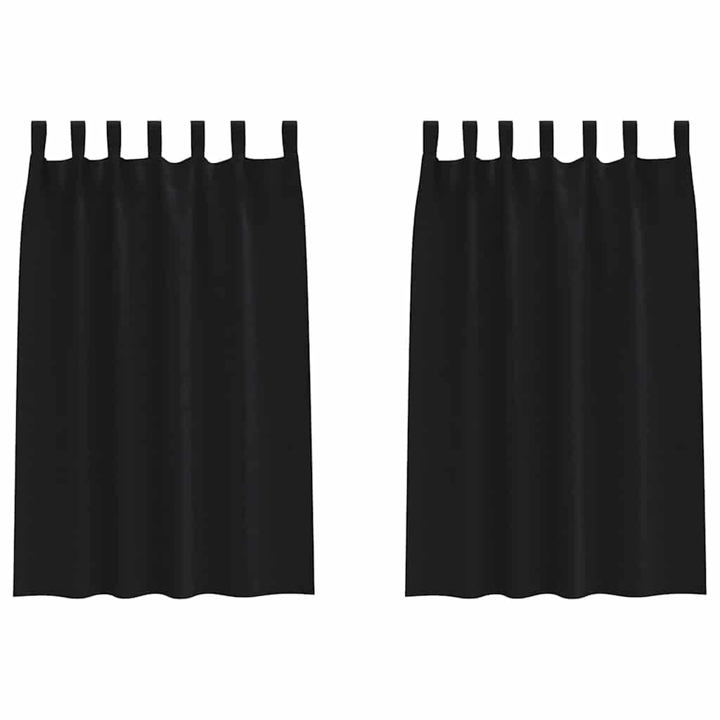 Verdunkelungs-Vorhänge mit Ringen 2 stk. Schwarz 175 x 140 cm