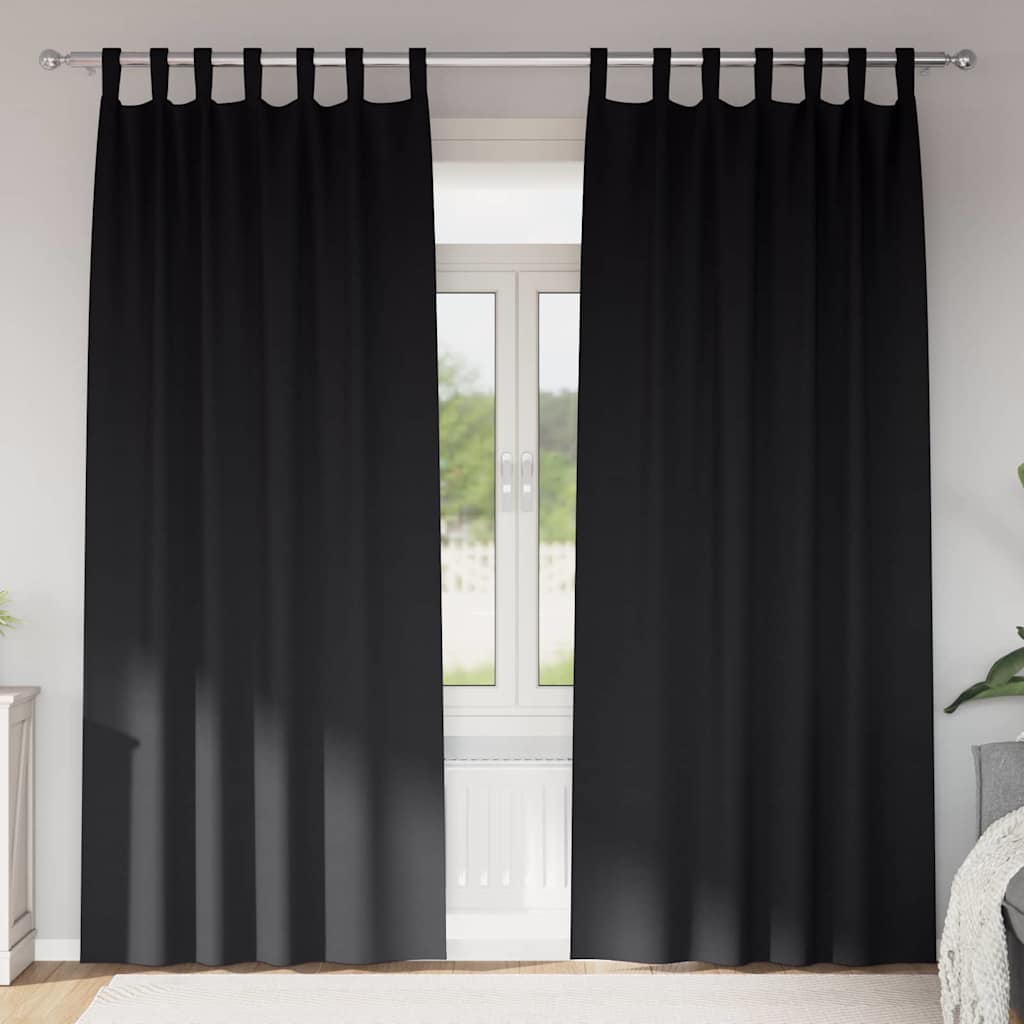 Verdunkelungs-Vorhänge mit Ringen 2 stk. Schwarz 225 x 140 cm
