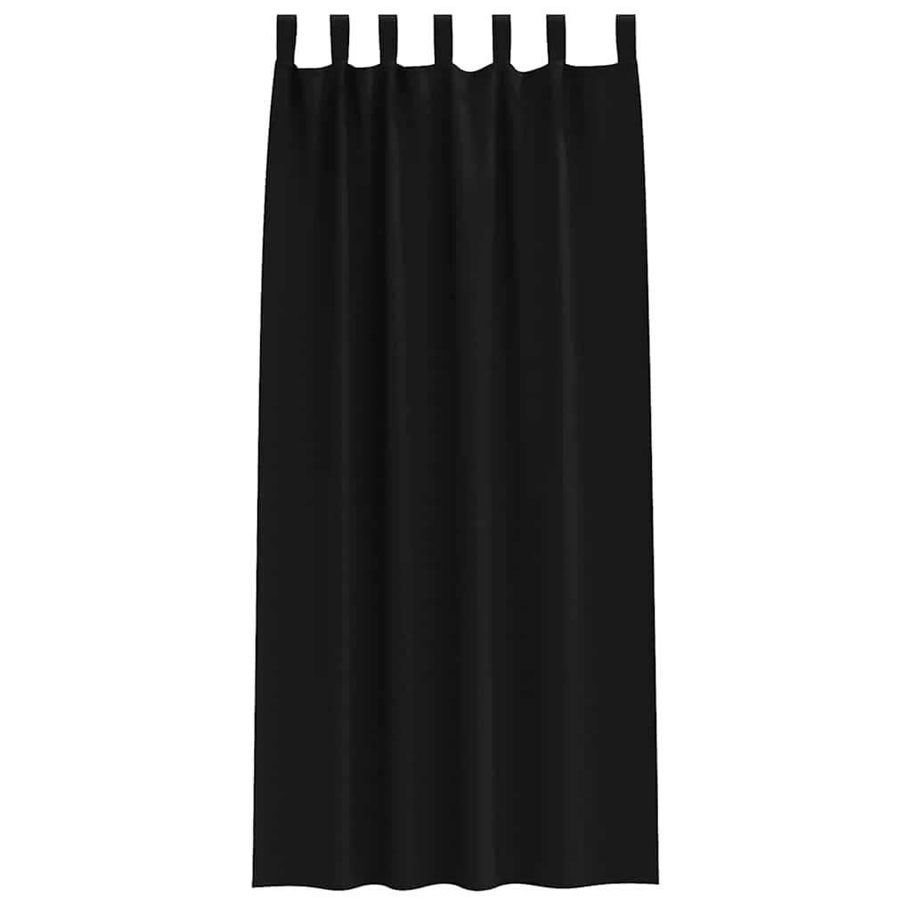 Verdunkelungs-Vorhänge mit Ringen 2 stk. Schwarz 225 x 140 cm