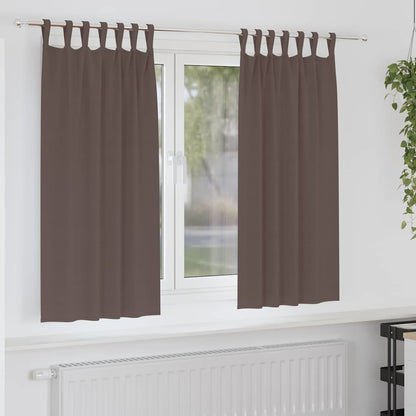 Verdunkelungs-Vorhänge mit Ringen 2 stk. Dunkelbraun Polyester