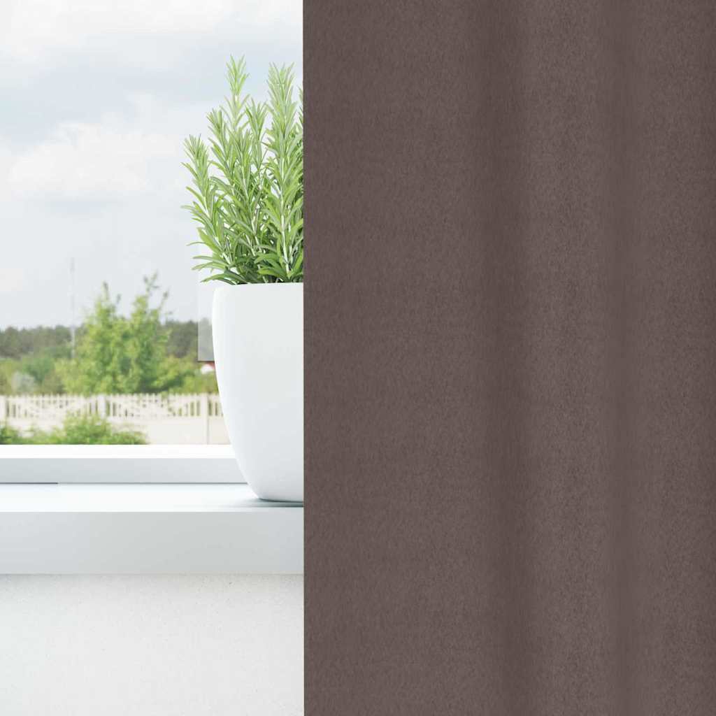 Verdunkelungs-Vorhänge mit Ringen 2 stk. Dunkelbraun Polyester