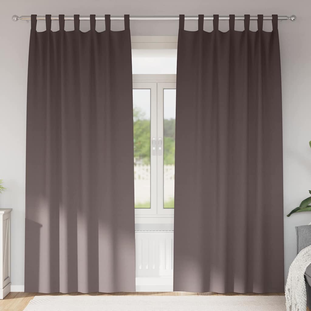 Verdunkelungs-Vorhänge mit Ringen 2 stk. Dunkelbraun Polyester