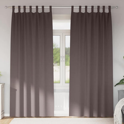 Verdunkelungs-Vorhänge mit Ringen 2 stk. Dunkelbraun Polyester