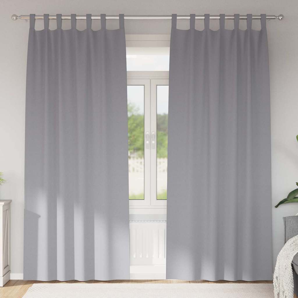 Verdunkelungs-Vorhänge mit Ringen 2 pcs Hellgrau 260 x 140 cm