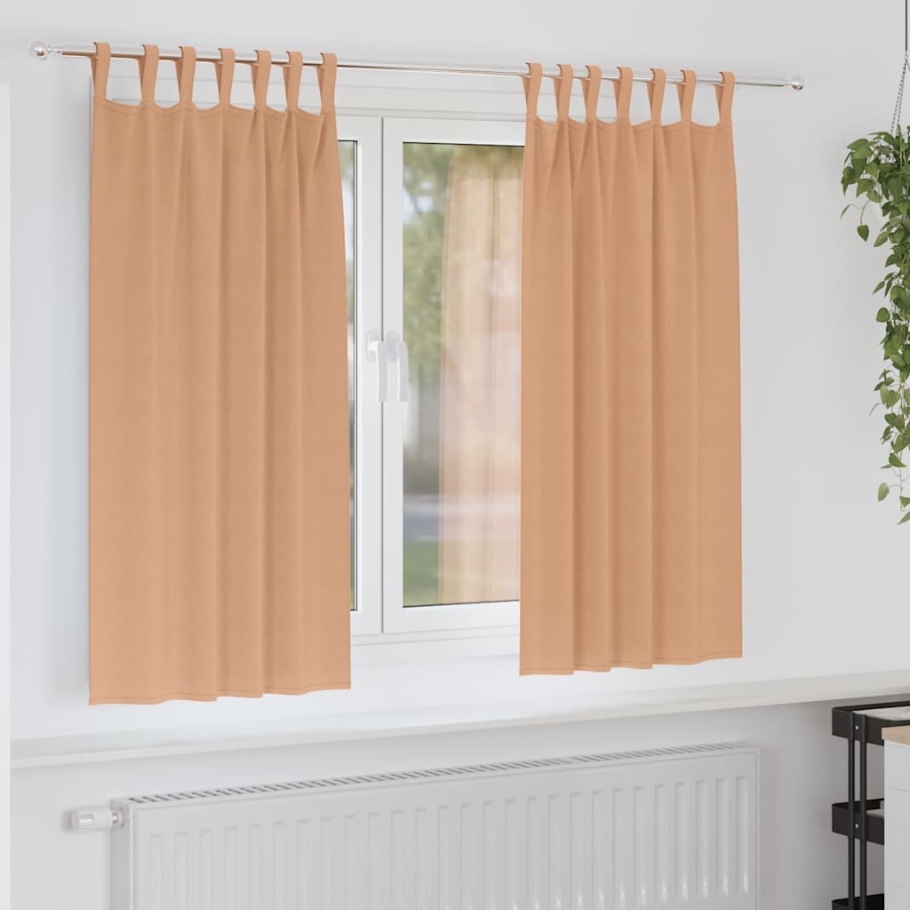 Verdunkelungs-Vorhänge mit Ringen 2 pcs Hellbraun 175 x 140 cm