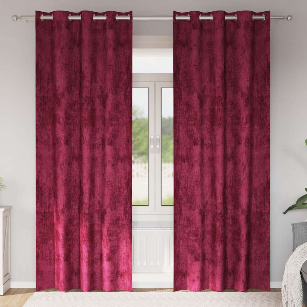 Samtvorhänge 2 stk. Weinrot 260 x 140 cm Samt