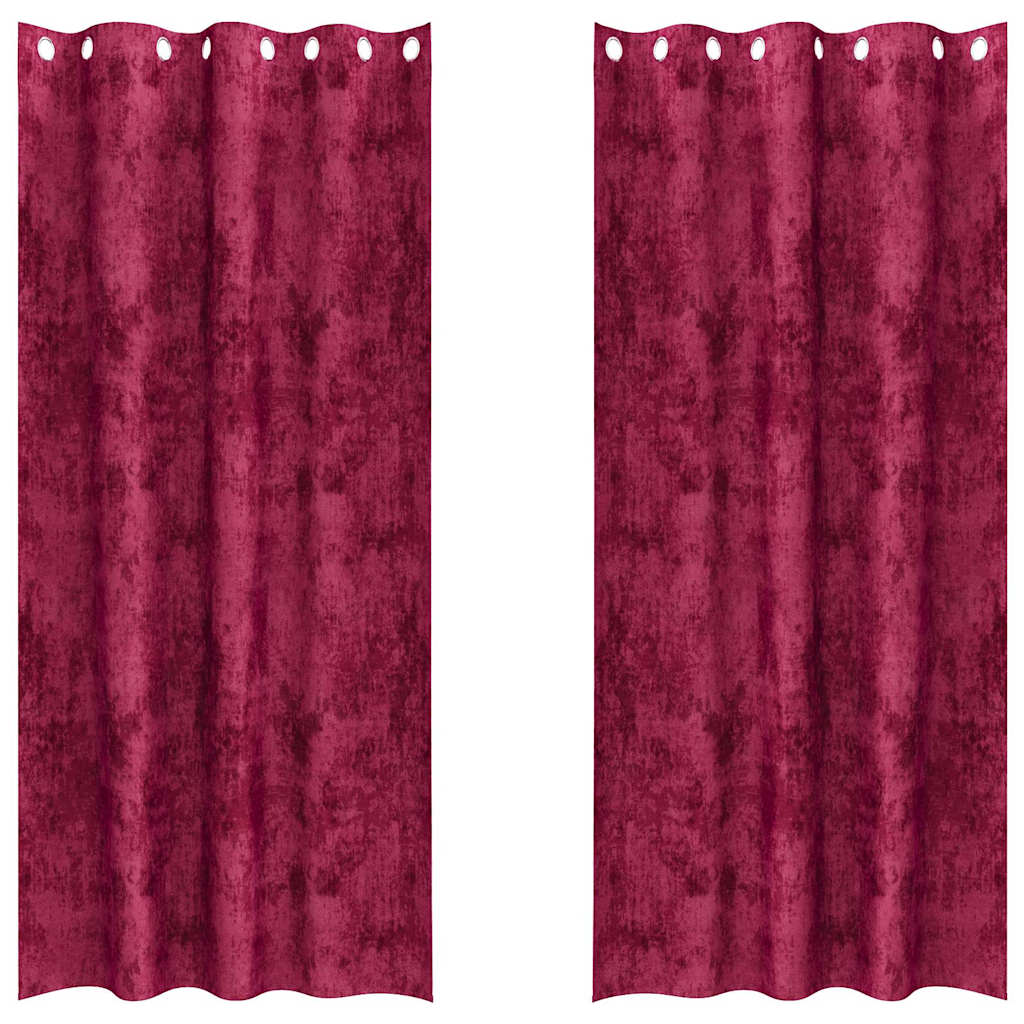 Samtvorhänge 2 stk. Weinrot 260 x 140 cm Samt