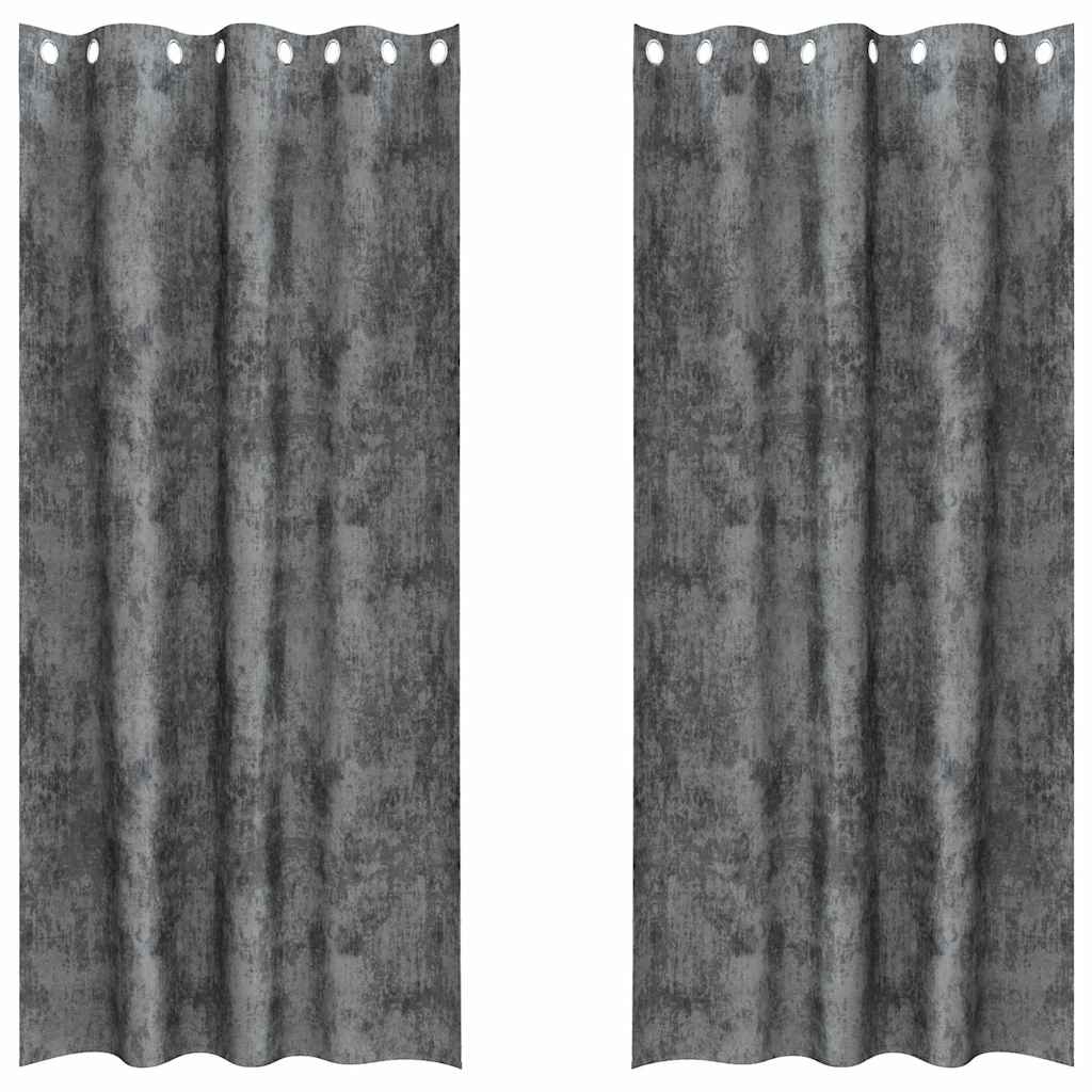Samtvorhänge mit Vorhängen 2 pcs Grau 245 x 140 cm Samt