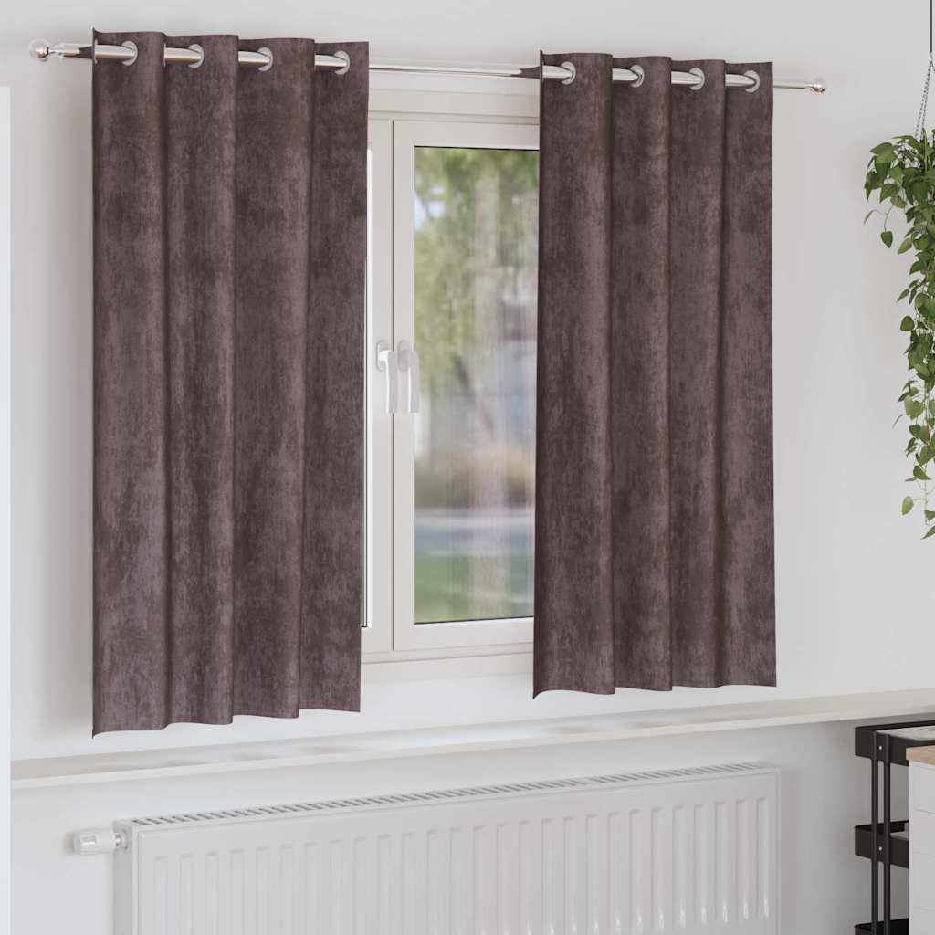 Samtvorhänge mit Vorhängen 2 pcs Braun 175 x 140 cm Samt