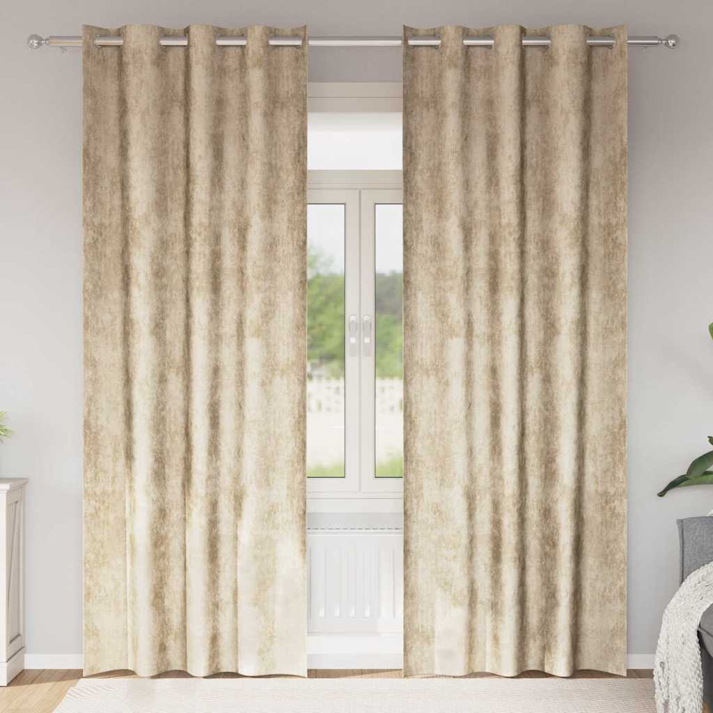 Samtvorhänge 2 stk. Creme 260 x 140 cm Samt