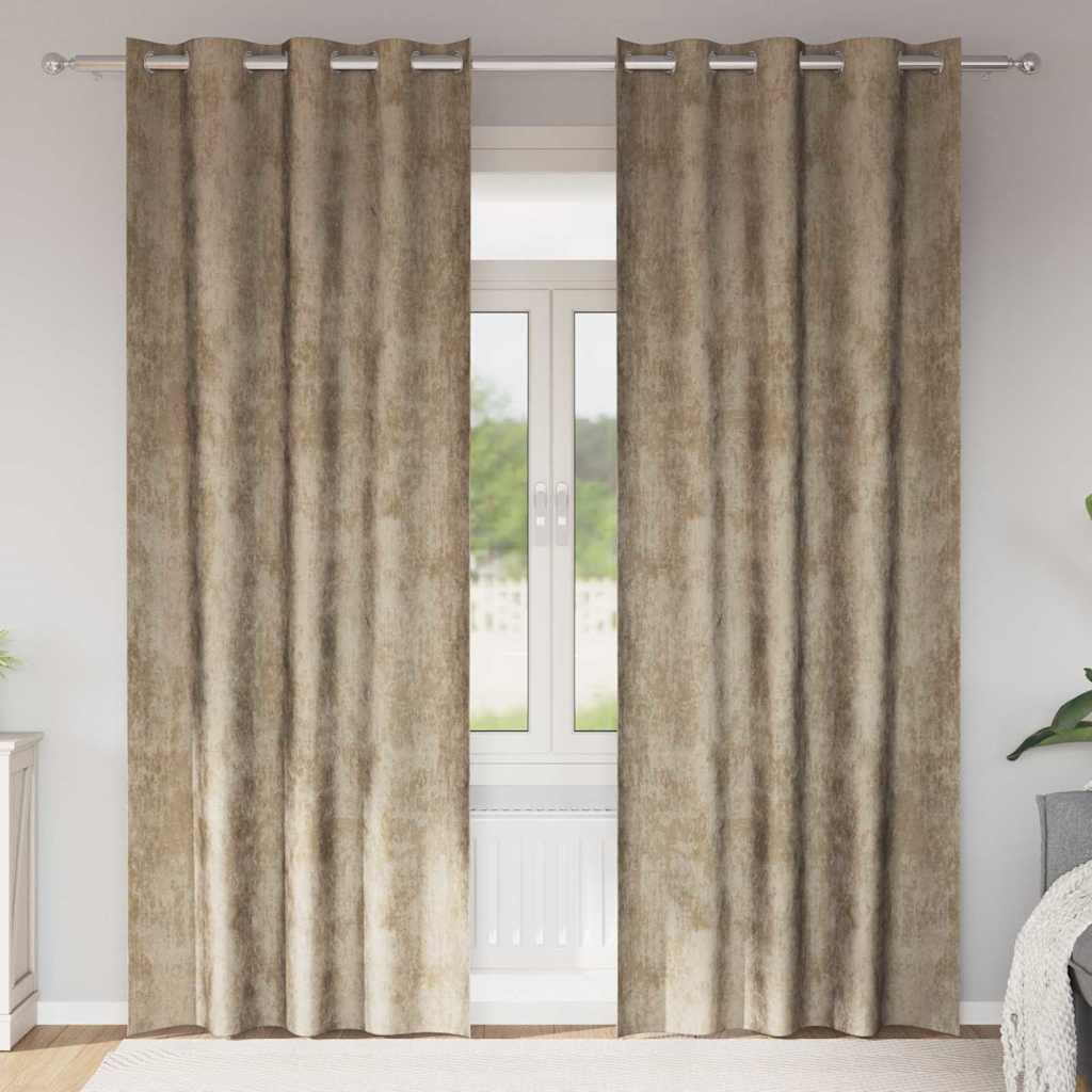 Samtvorhänge 2 stk. Champagner 225 x 140 cm Samt