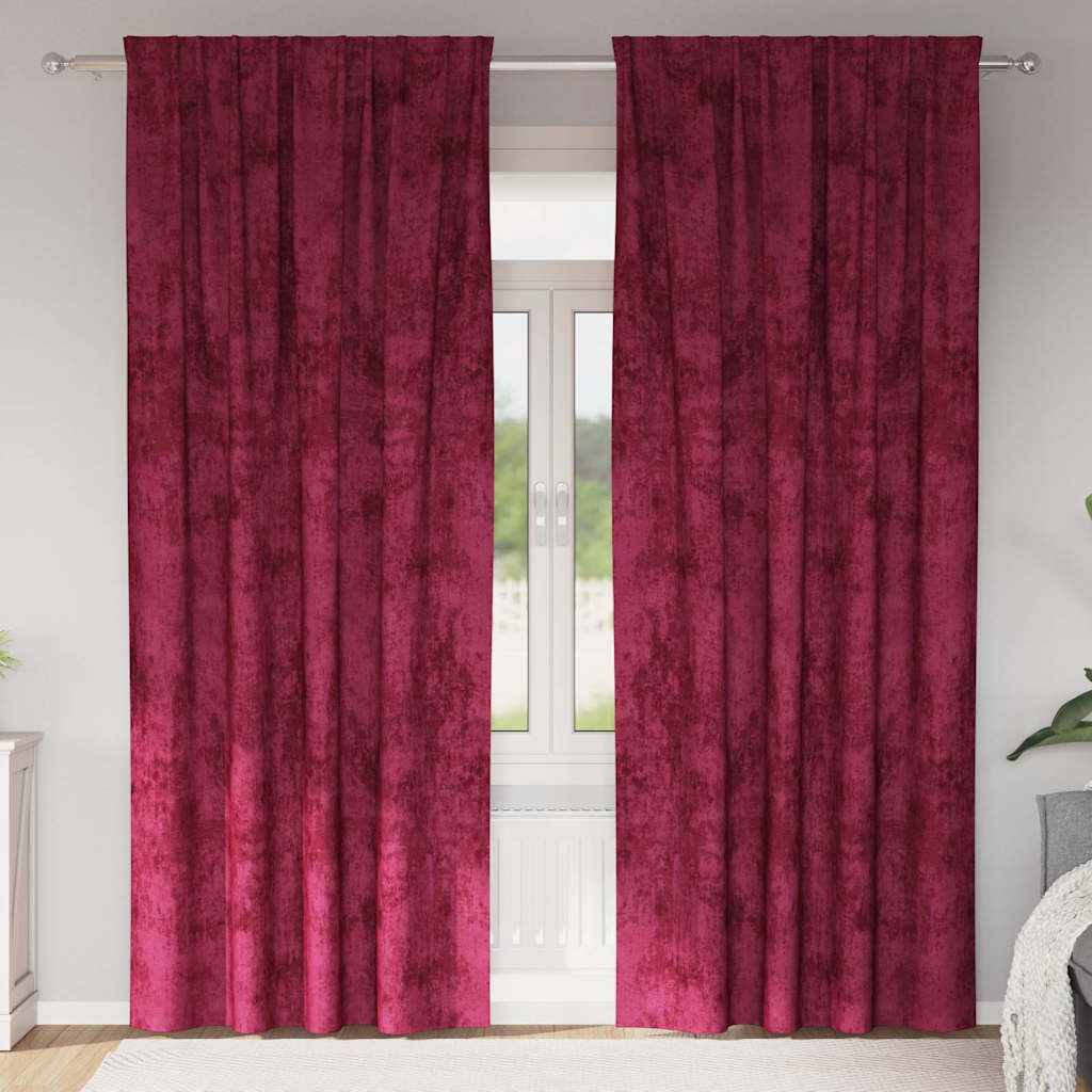 Samtvorhänge 2 stk. Weinrot 225 x 140 cm Samt