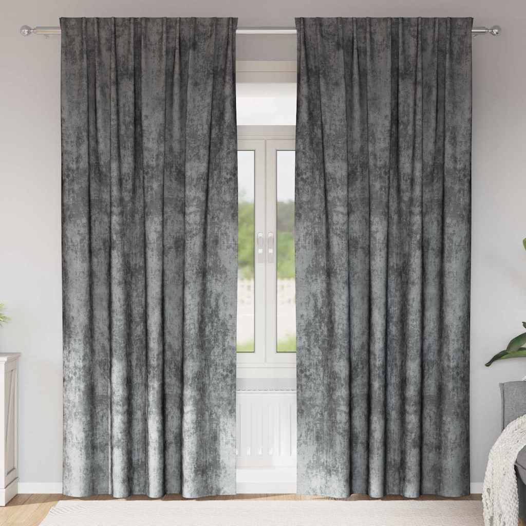 Samtvorhänge 2 stk. Grau 245 x 140 cm Samt