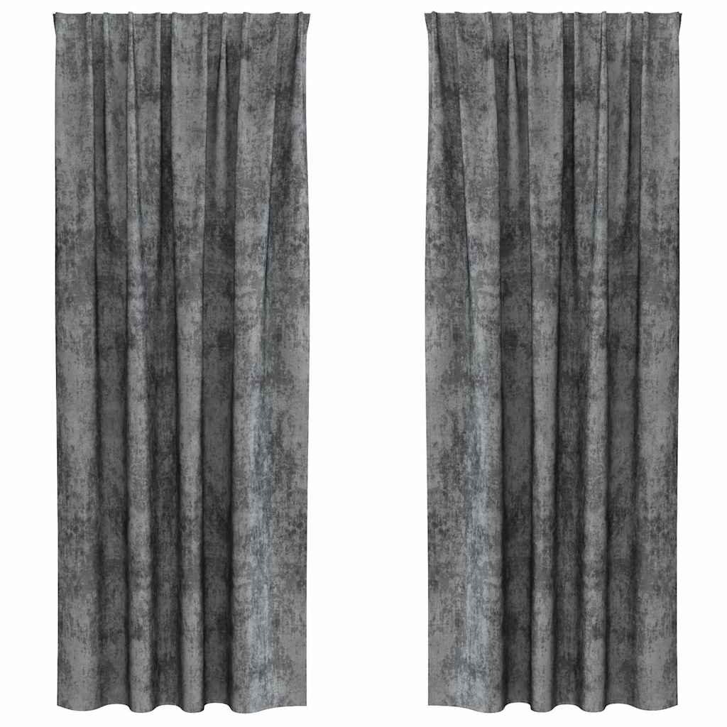 Samtvorhänge 2 stk. Grau 245 x 140 cm Samt