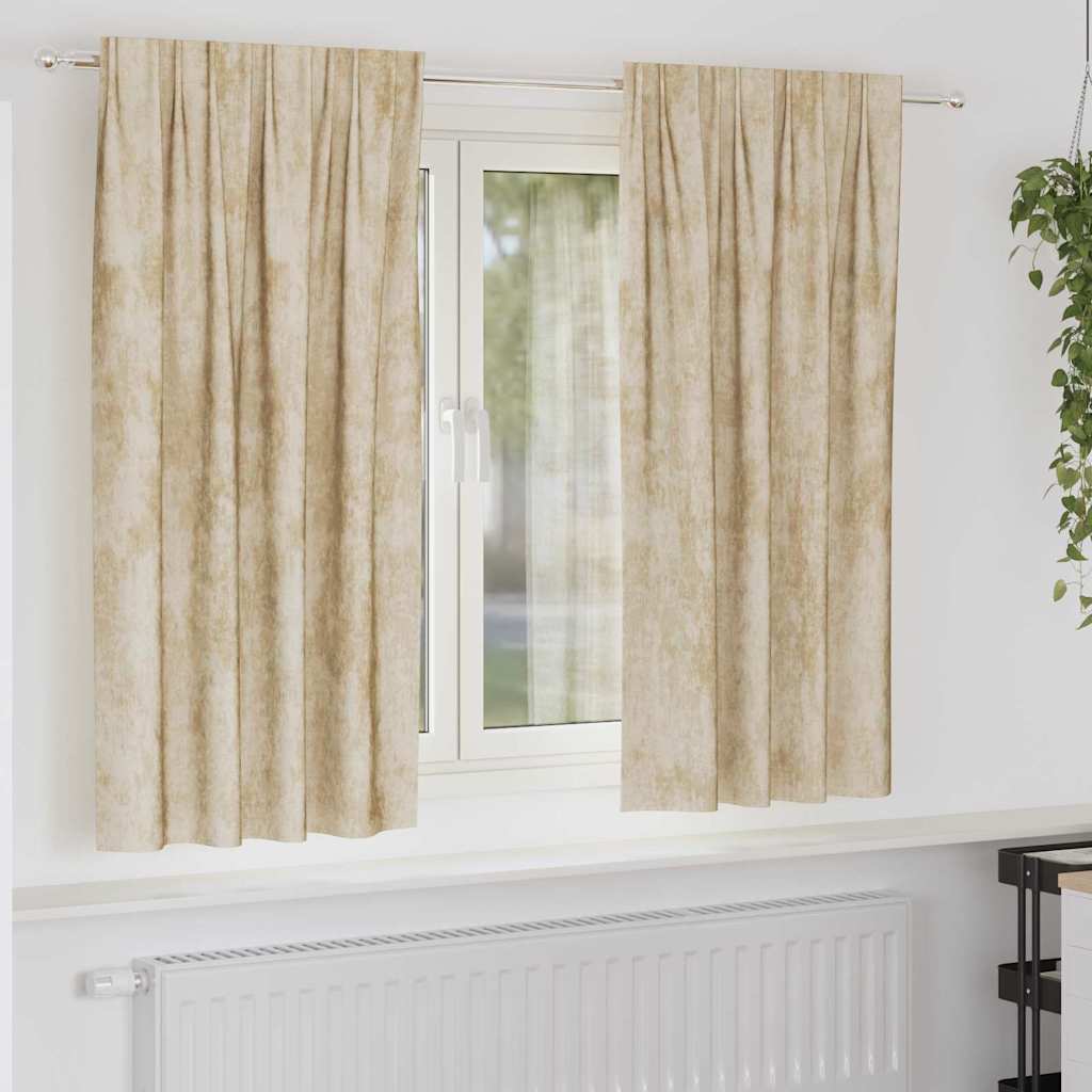 Samtvorhänge 2 stk. Creme 175 x 140 cm Samt