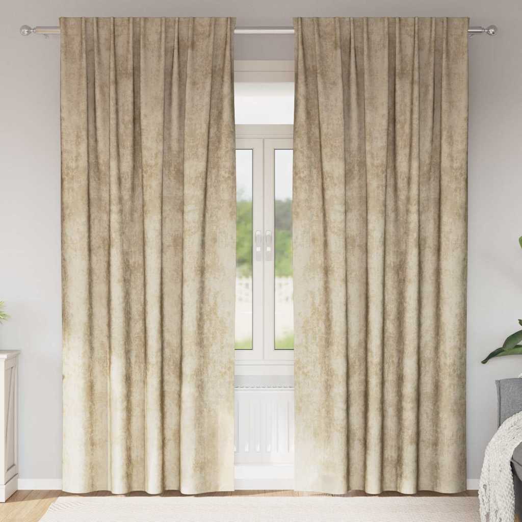 Samtvorhänge 2 stk. Creme 245 x 140 cm Samt