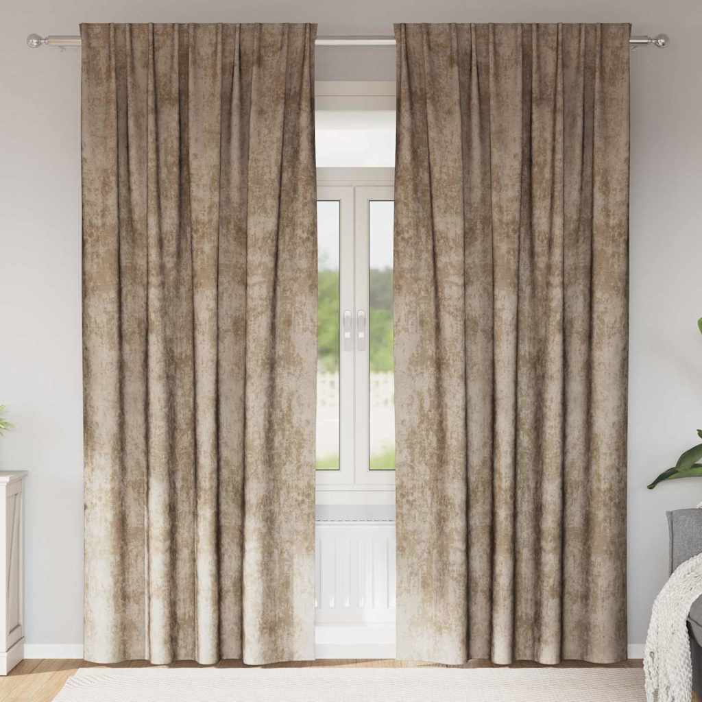 Samtvorhänge 2 stk. Champagner 225 x 140 cm Samt