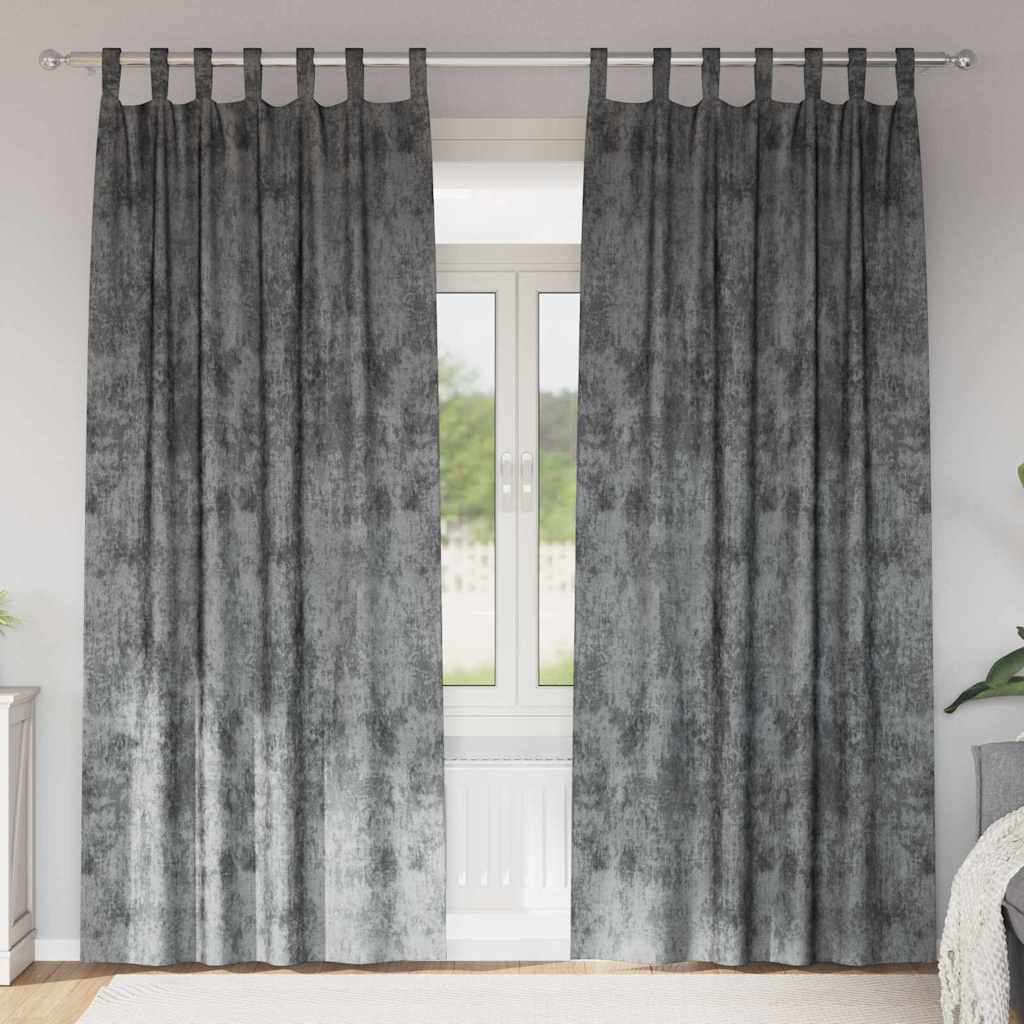 Samtvorhänge 2 stk. Grau 225 x 140 cm Samt