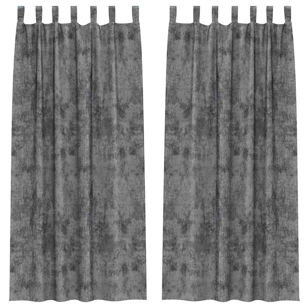 Samtvorhänge 2 stk. Grau 225 x 140 cm Samt