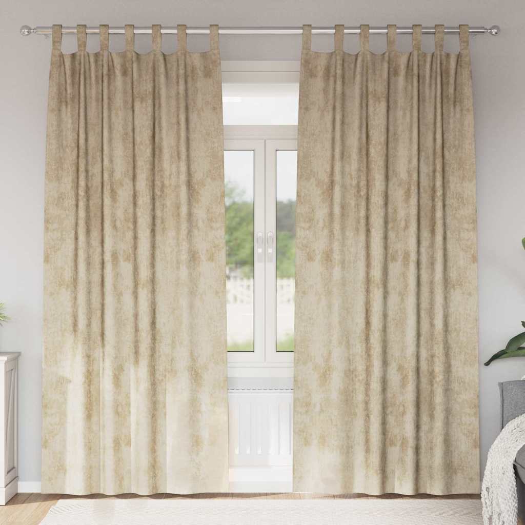 Samtvorhänge 2 stk. Creme 260 x 140 cm Samt