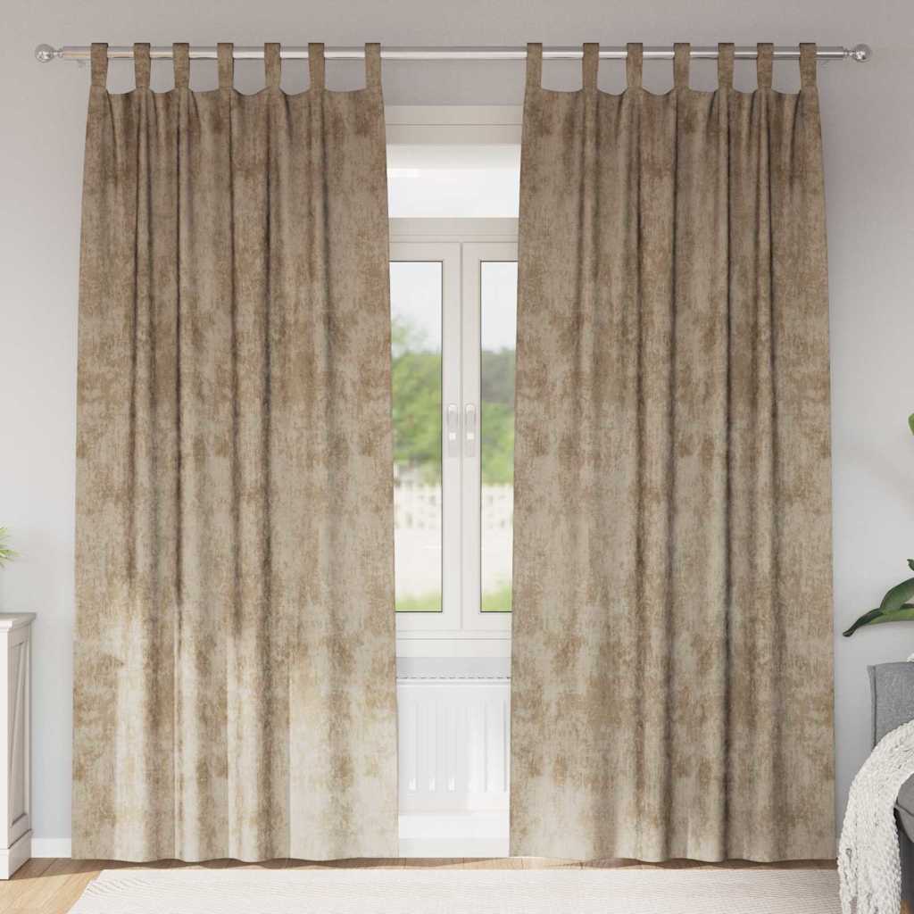 Samtvorhänge 2 stk. Champagner 245 x 140 cm Samt
