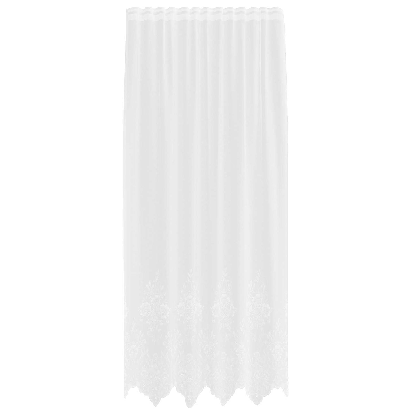 Spitzenvorhang mit Vorhängen Floral Weiß 200 x 150 cm Polyester